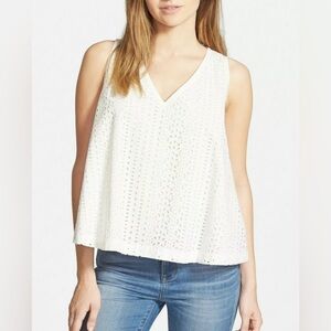 NWT Madewell J Crew Womens White Eyelet Swing Open Back Tank Top Shirt S…